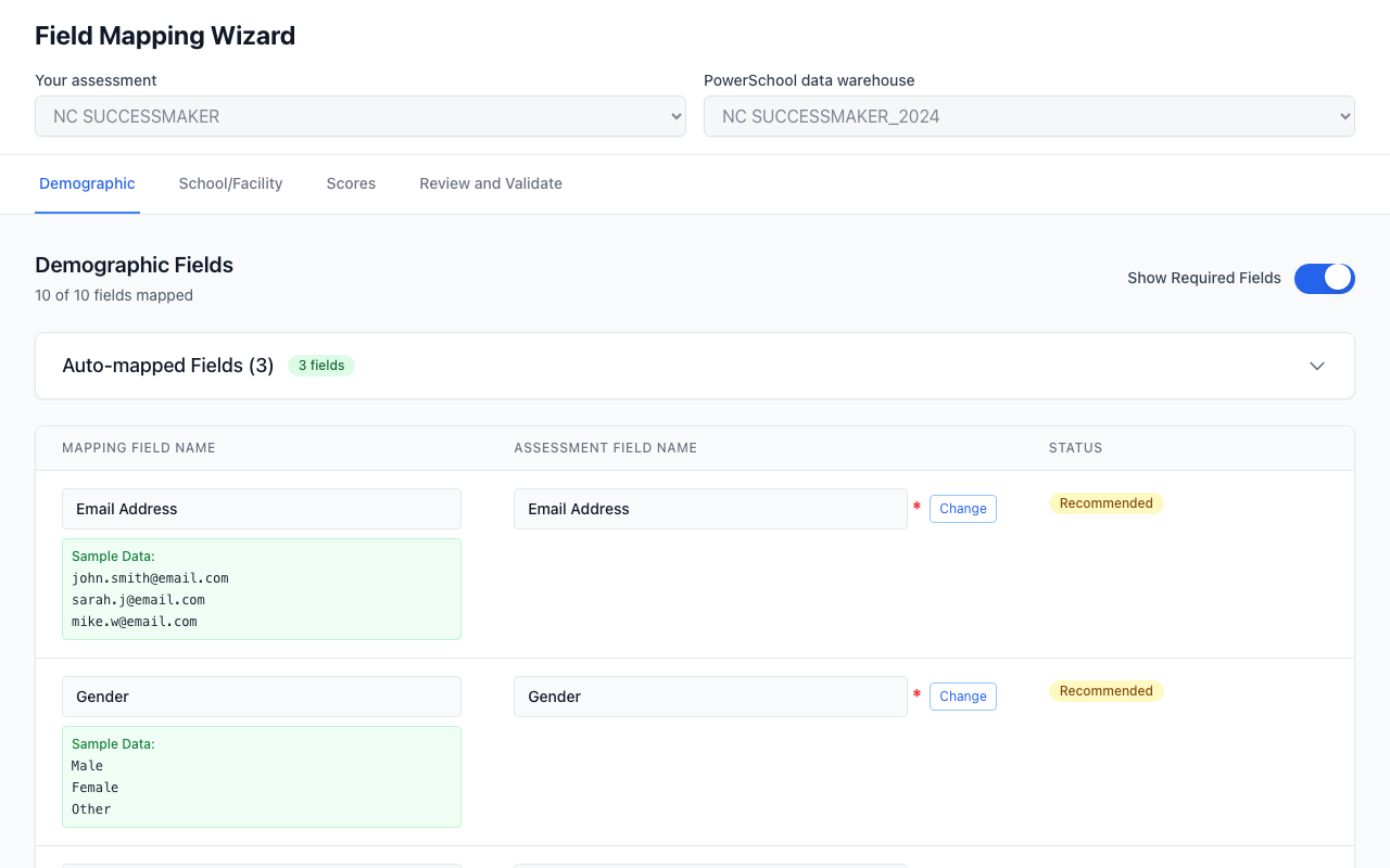 Field mapping preview